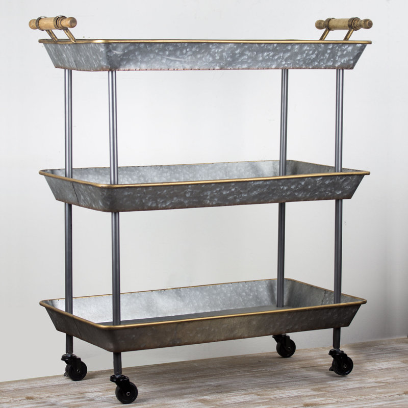 Lurie 3 Tier Galvanized Metal Shelf on Wheels Bar Cart & Reviews